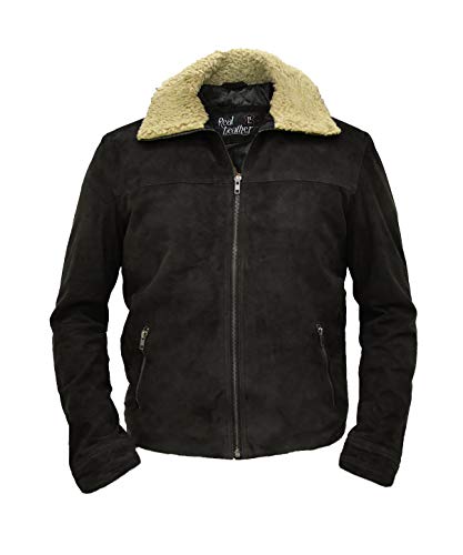 Walking Dead Season 7 Dead Rick Grime Dark Brown Real Suede Winter Leather Jacket - Medium - Brown