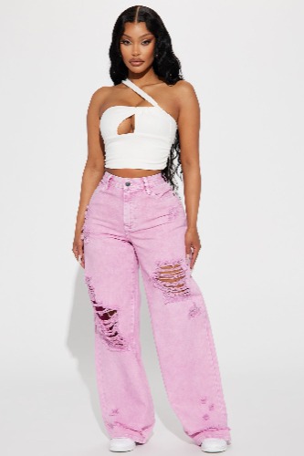 Life Is Sweet Ripped Baggy Jean - Lavender | 22 Plus