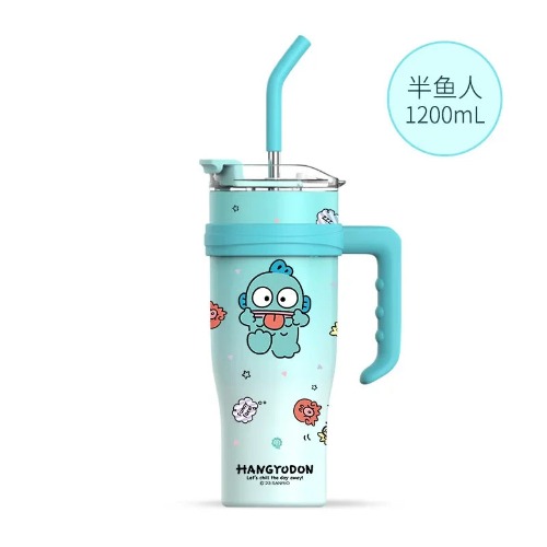 Kawaii Thermos Tumblers With Straw - 1200ml Hangyodon