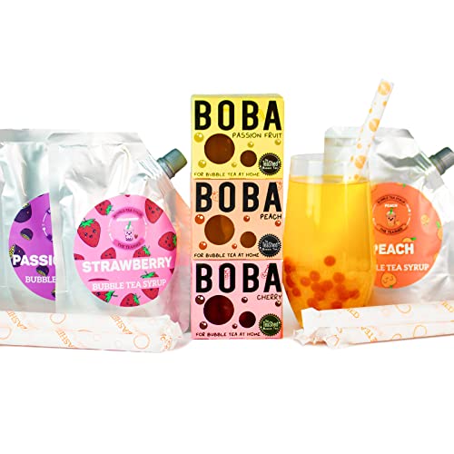 Bubble Tea Syrup Kit 9 Servings | Syrup + Boba Set | The TeaShed
