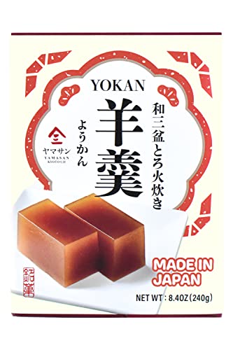 Traditional Japanese Wagashi Sweets Yokan - Sweet Koshian Anko Paste Jelly Cake, Wasanbon Sugar, No Coloring, Gluten Free, Made in Japan 240g(8.4OZ)【YAMASAN】