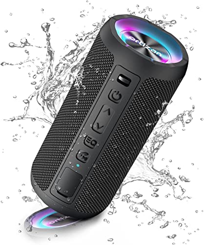Ortizan Bluetooth Speaker, Portable Wireless Bluetooth Speakers With Led Light, Louder Volume & Enhanced Bass, IPX7 Waterproof, 30H Playtime, Durable Loud Outdoor Speaker for Travel, Sport - Dazzling Black