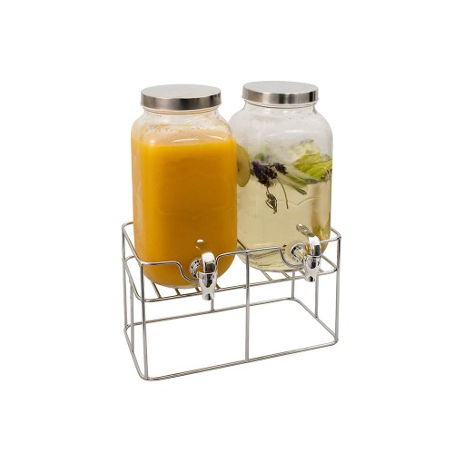 Serroni Glass Double Beverage Dispenser with Stand 3.5L - Robins Kitchen