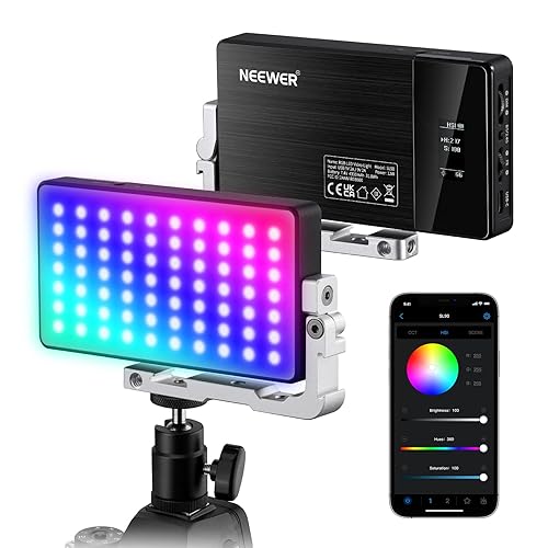 NEEWER RGB Video Light, 2500-10000K CRI97+ On Camera Selfie Light with App & 2.4G Control, 18 Light Scenes, 4300mAh Battery for Photography, SL90
