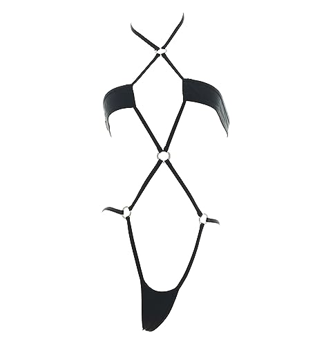 SINGUYUN Womens Sexy Micro Anime Bikini Japaneses One-Piece Teddy Cosplay Swimsuit Hot Bandage Lingerie Babydoll Bodysuit - 0223black