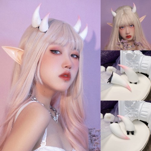 Handcrafted Pink White Horn Hairclips - 6cm