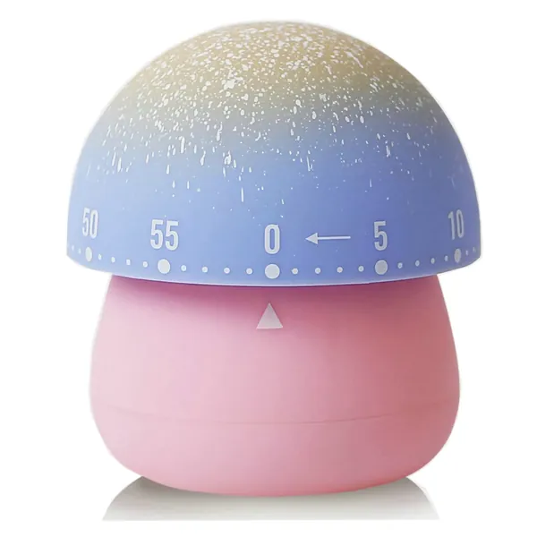 NUOSWEK Mechanical Kitchen Timer, Cute Mushroom Timer for Kids, Wind Up 60 Minutes Manual Countdown Timer for Classroom, Home, Study and Cooking (Pink Base) - Pink base