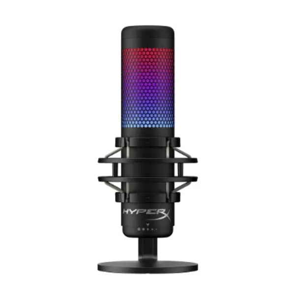 HyperX HMIQ1S-XX-RG/G QuadCast S – RGB Micrófono de Condensador USB para PC, PS4 y Mac, Montura antigolpes y Vibraciones, Filtro Pop, Juegos, Streaming, podcasts, Twitch, Youtube, Discord