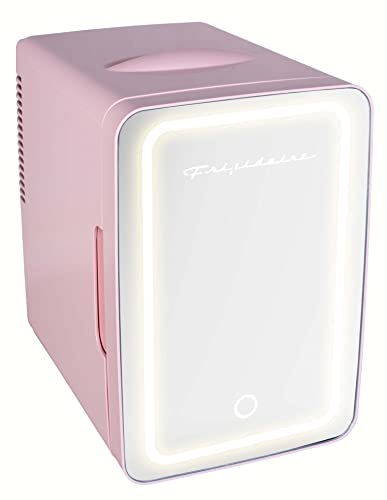 FRIGIDAIRE EFMIS170-PINK Mini Portable Compact Personal Fridge, 6.5L Capacity, 9 Cans, Makeup, Skincare, Freon-Free & Eco Friendly, Includes Home Plug & 12V Car Charger, 2022 Version, Pink - pink - Cooler
