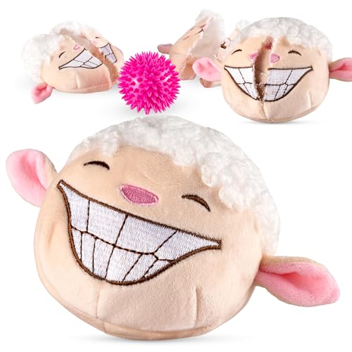 ZENAPOKI Dog Toys for Aggressive Chewers (3in1) - Squeaky Dog Toys Interactive - Dog Toys for Medium Dogs, Large & Small Breeds - Puppy Teething Chew Dog Toy - Juguetes Perros - Sheep - White