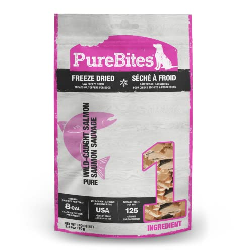 PureBites Salmon Freeze Dried Dog Treats, 2.47oz | 70g - Mid Size - Dog Treats - 70 g (Pack of 1)