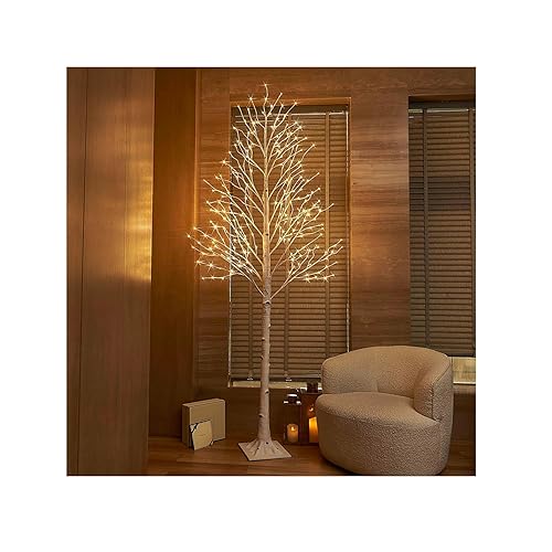 Hairui Lighted Birch Tree 8FT 240 Warm White Lights, White Twig Tree with Lights for Wedding Party Christmas Decoration Indoor Outdoor Use - 8FT-Birch Tree