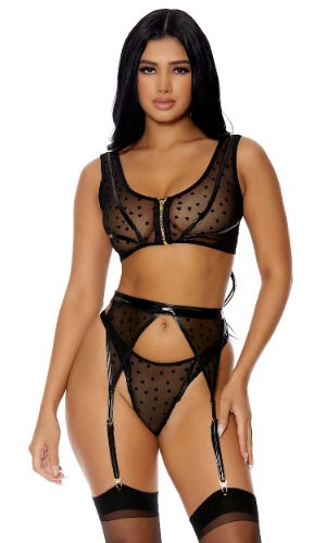 Heart To Catch Lingerie Set - Small / Black