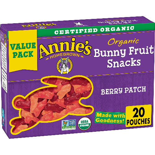 Annie's Organic Berry Patch Bunny Fruit Snacks, Gluten Free, 16 oz, 20 ct - Fruit Snacks