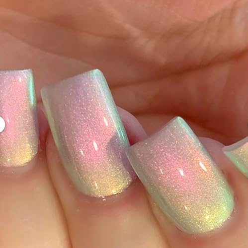 Polish Me Silly Icy Glow - Silver Gray Pink Yellow Green Glow Pop Nail Polish Collection Multi-Color Shifting: Mylar Oil Slick