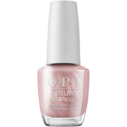 OPI Nature Strong Natural Origin Nail Polish | Opaque Bright Glitter & Shimmer Eco-Friendly Nail Polish | Plant Based, Vegan, Cruelty Free - Intentions are Rose Gold