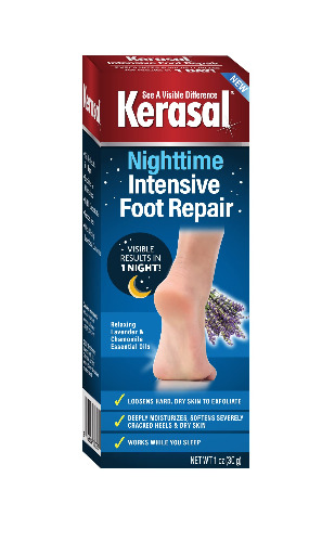Kerasal Nighttime Intensive Foot Repair, Skin Healing Ointment for Cracked Heels and Dry Feet, 1 oz - Nighttime Foot Repair