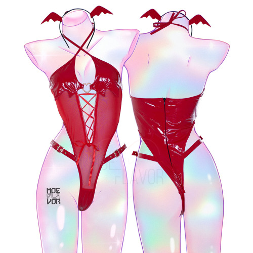 Sheer Succubus Bodysuit - Red / L/XL