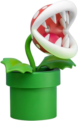 Paladone Piranha Plant Posable Lamp BDP | LED Light with Flexible Head for Nintendo Fans | Officially Licensed Super Mario | 33cm Tall USB Powered, Red, White and Green - Single