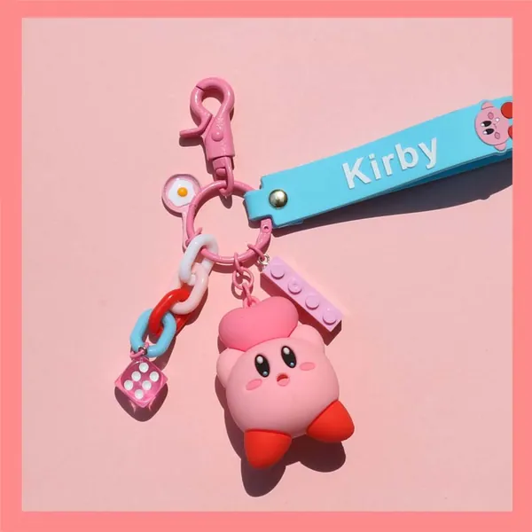 Cute Kirby Keychain Wristlet Lanyard Kawaii Kirby Accessories Kirby Lover Gifts - A