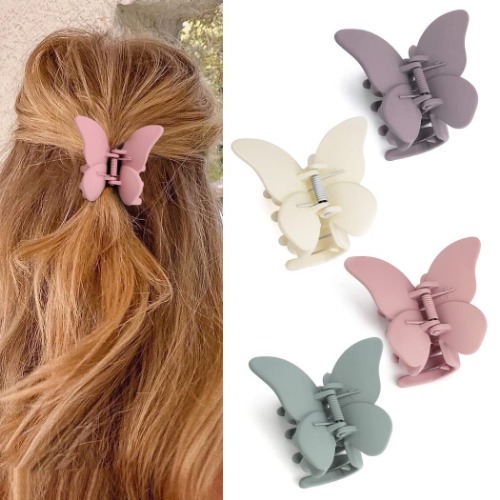 Canitor Butterfly Hair Clips Butterfly Claw Clips 2.7" Hair Clips for Women Hair Clips for Thick Thin Hair Matte Medium Butterfly Clips Girls Cute Hair Clips Butterfly Hair Accessories - M (Pack of 4) - Green,Pink,Purple,White