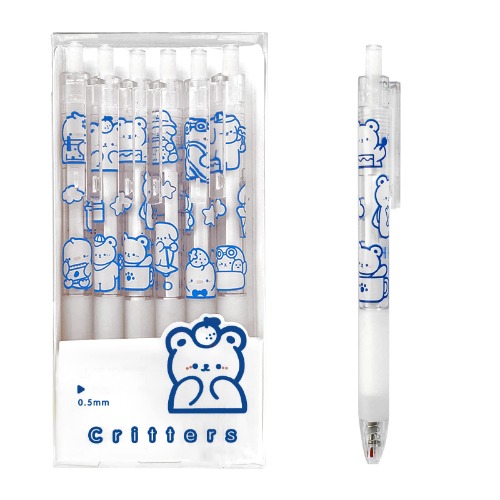 LSLSHY Cute Pens Black Ink Retractable 0.5mm Gel Pens Bullet Point Pretty Nice Kawaii Office School Supplies Gifts for Kids Girls Boys Women Fun Pens for Journal, Pack of 6pcs