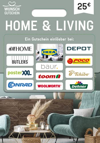 Wunschgutschein HOME & LIVING GUTSCHEIN - für Deutschland - per Post - 25 - Home & Living
