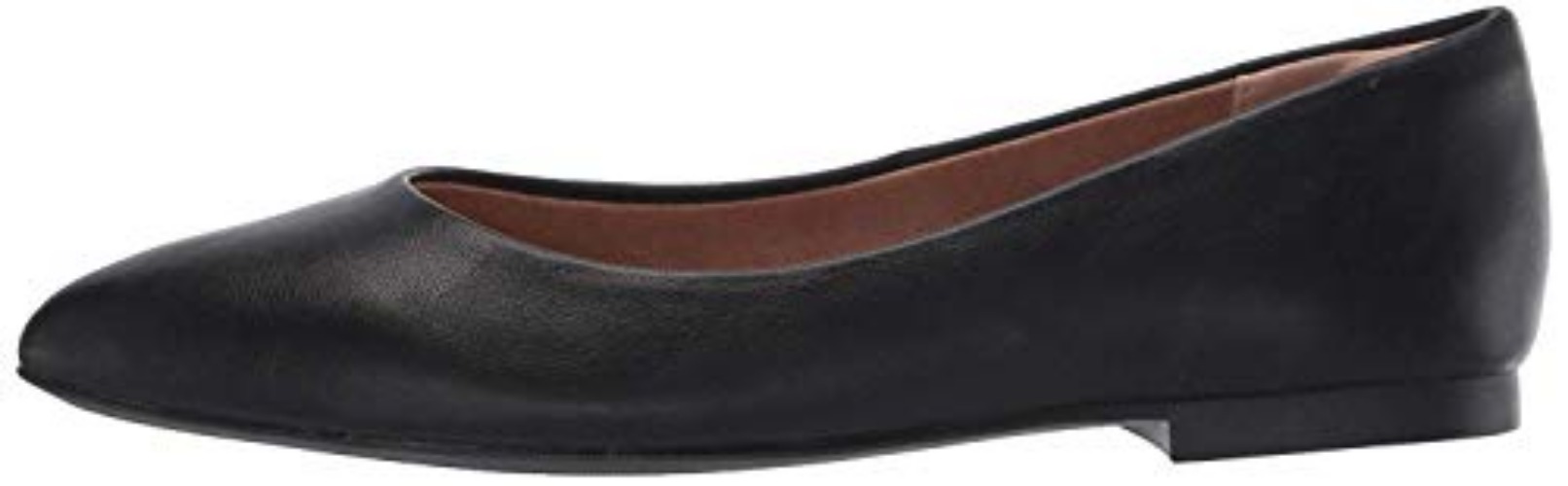 Amazon Essentials Women's Pointed-Toe Ballet Flat - 7 - Black Faux Leather