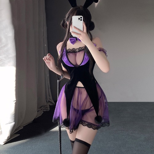Amorino Bunny Girl Cosplay Outfit - Costume+Whip / S