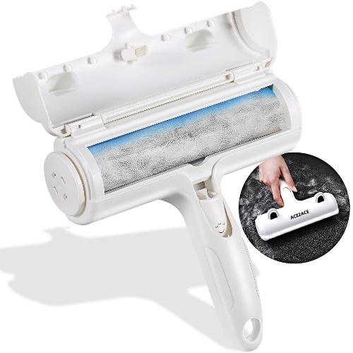 Pet Hair Remover Roller, ACE2ACE Reusable Animal Hair Removal Brush for Dogs and Cats, Self Clean Pet Fur from Carpet, Furniture, Rugs, Laundry, Clothes and Bedding, Sofa (Blue) - White