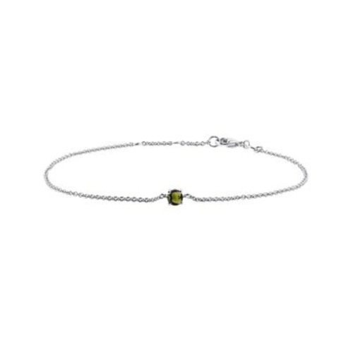 Moldavite white gold bracelet