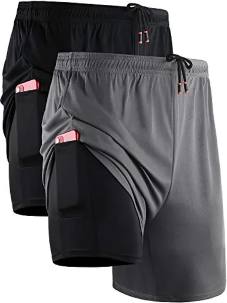 NELEUS Men's 2 in 1 Running Shorts with Liner,Dry Fit Workout Shorts with Pockets