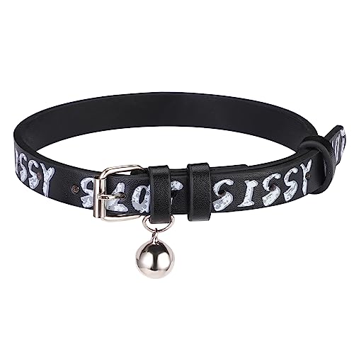 Tazerdine Choker Collar For Women Leather Collar Punk Leash Neck Choker Gothic Cosplay Party Jewelry For Gift - Sissy slut - black