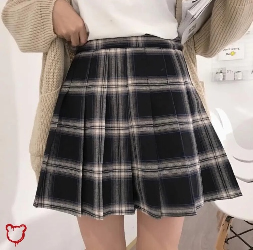 Grunge Plaid Mini Skirt - black / XL