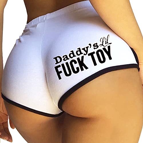 Women Regular & Plus Size Yoga Booty Shorts Sexy Printed Sports Hot Pants Briefs - Style-1-white - 3X-Large