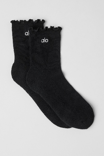 Women's Lettuce Edge Sock - Black | Black / S/M