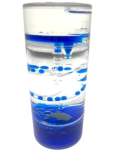 WARM FUZZY Toys (1) Shark Spiral Timer - 3 Minutes Liquid Motion Bubbler Timer for Kids - Bubble Drop Hourglass - Fidget Sensory Toys for Prize Box, PTA, Stocking Stuffers - Shark
