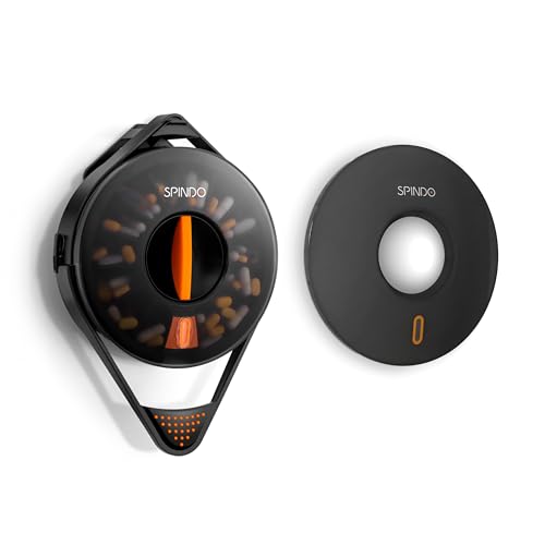 Fullicon Light Proof Combo, Weekly Pill Dispenser Organizer with Private Solid Lid, 14 Large Compartments and Child-Proof Lock, Spindo Medicine Dispenser Vitamin/Tablet/Supplement for Elderly (Black)