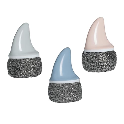 FOMIYES 3Pcs Stainless Steel Scrubbers Cleaning Balls Shark Handle Design for Kitchen Utensils Dishes Pots and Sink Cleaning