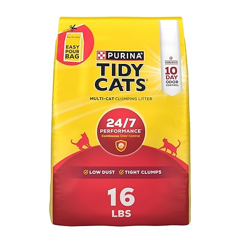Purina Tidy Cats Clumping Cat Litter Odor Control, 24/7 Performance Multi Cat Litter - 16 lb. Bag - 16lb Bag (Pack of 1)