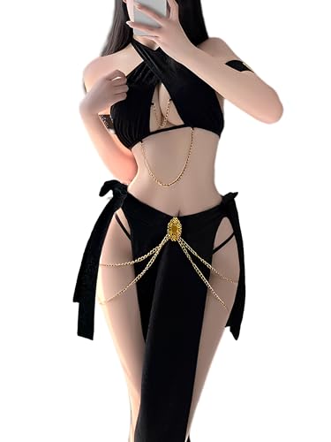 paloli Women Cosplay Costume Egyptian Cosplay Outfit With Adjustable Waist And Crossed Strap Top Babydoll Lingerie