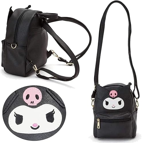 ALORVE Anime Cute Cartoon Bag Cosplay Shoulder Bag Backpack Handbag PU Schoolbags for Kids Girls Fans(BLACK) - Black