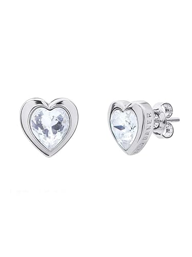 Ted Baker Han Crystal Heart Stud Earrings For Women - Silver Tone