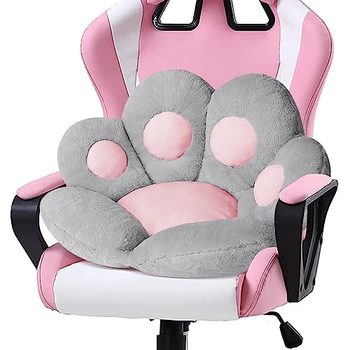 Ditucu Cat Paw Cushion Kawaii Chair Cushions 31.4 x 27.5 inch Cute Stuff Seat Pad Comfy Lazy Sofa Office Floor Pillow for Gaming Chairs Room Decor Grey - Grey a - Large