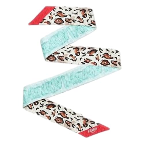 FENDI Logo Print Blue and Beige Women's Wrappy Silk Scarf FXT011