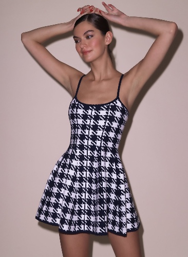 Flared Corset Dress | navy-ivory / s