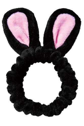 CHASIN' RABBITS Spa Headband for Washing Face – Black Rabbit | Skincare Headbands Makeup Headband for Washing Face | Black Headband Hair Styling Accessories Face Wash Headband (8.26" x 5.5")