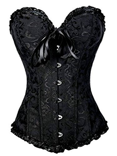 Kelvry Plus Size Sexy Bridal Lingerie Bustier Boned Corset + G-String - 18-20 Black