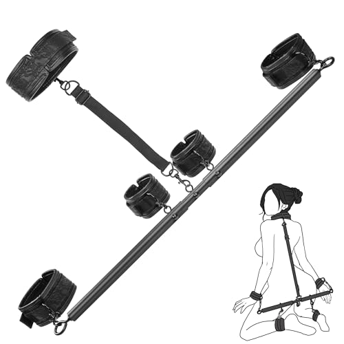 Spreader Bar Sex Toys BDSM Bondage Restraints Neck Collar Handcuffs Ankle Cuffs PU Leather Adjustable SM Games for Adult Couples