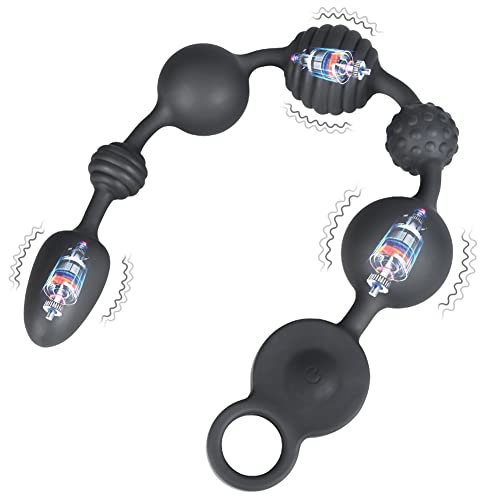 Silikon Analkugeln Vibrator mit 10 Vibrationsmodi und 3 Motoren 6 Kugeln Anal Kette Analvibrator G-Punkt Prostata Stimulator Analplugs Anal Beads Vibratoren für Männer Frauen Paare Anus Buttplug (S) - S